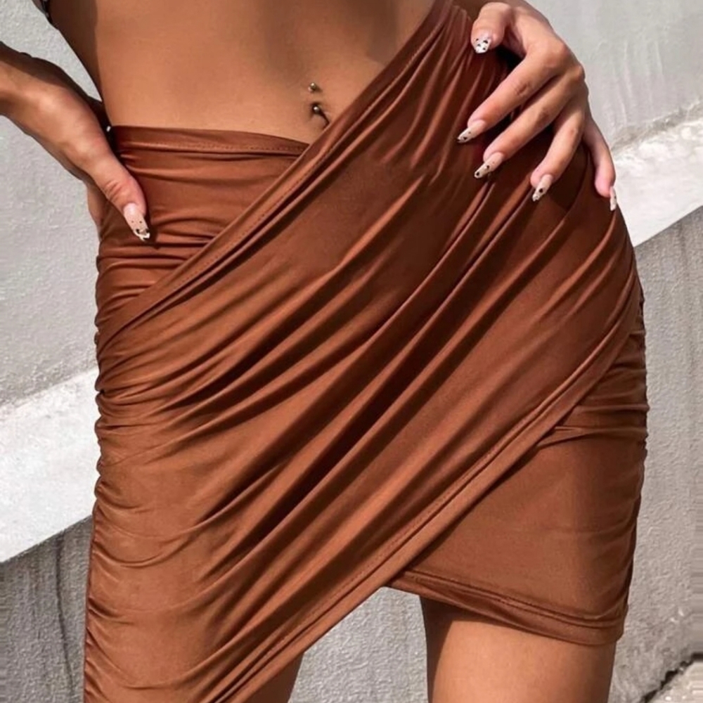 Solid skinny wrap skirt